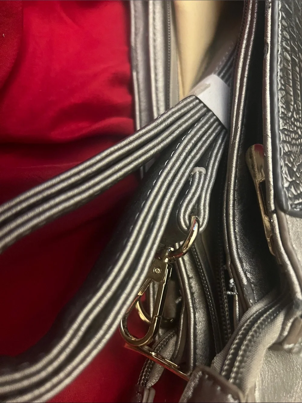 Prada Metallic Black Croc-Embossed Satchel with Gold Medallion